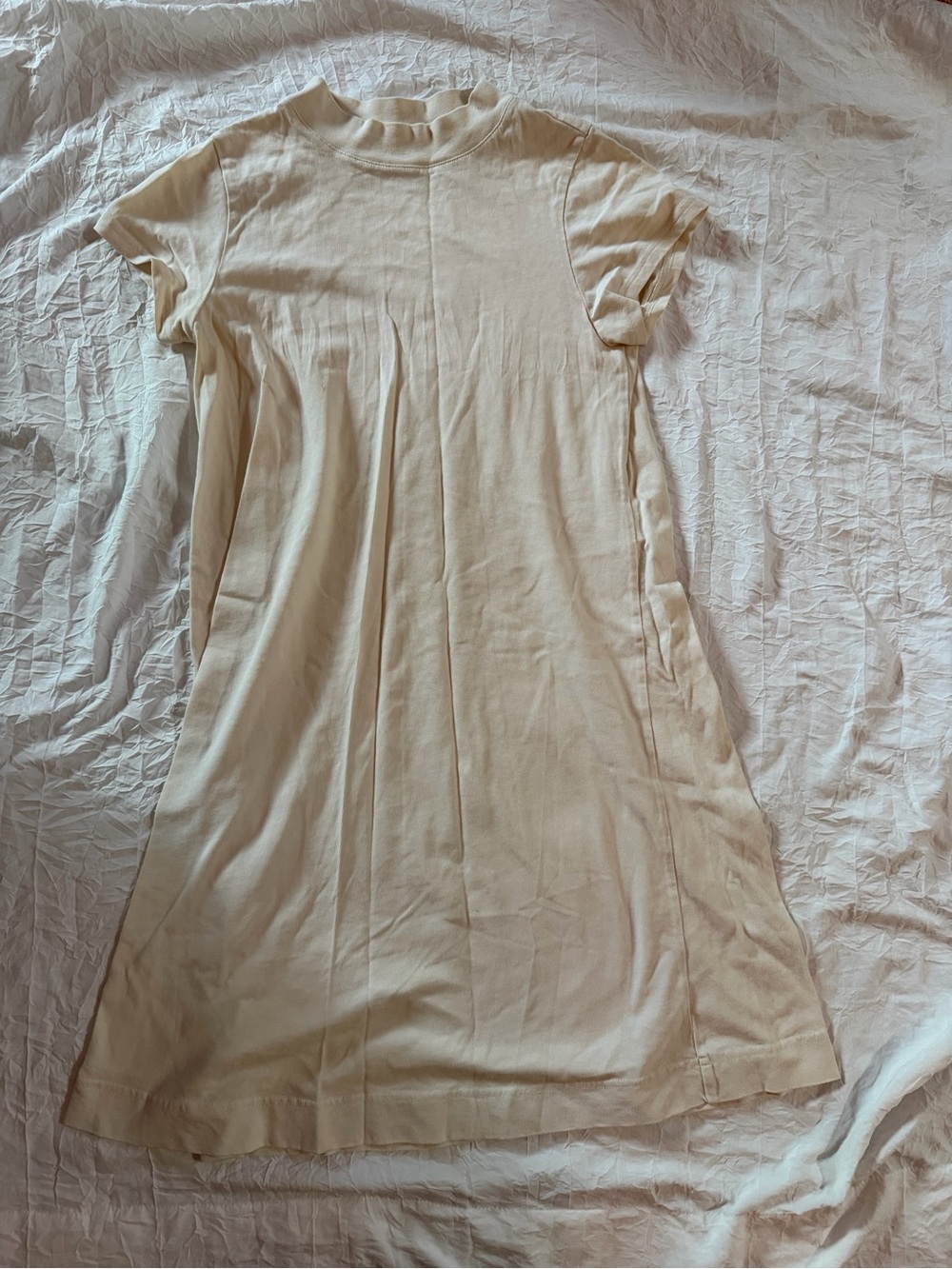 Everlane The Weekend Swing Dress Cotton Mini Dress in Cream